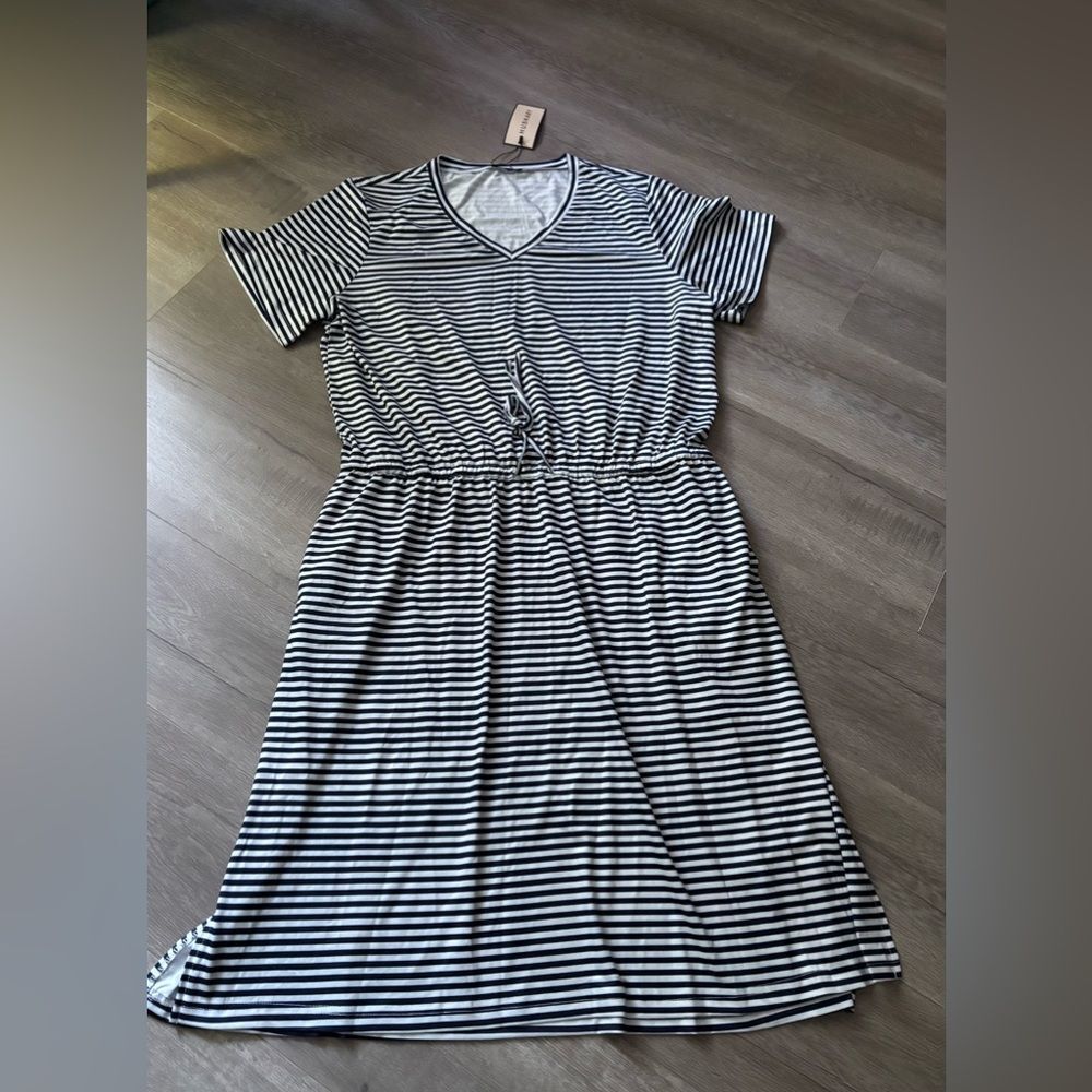 Huskary Striped Navy  and White Dress